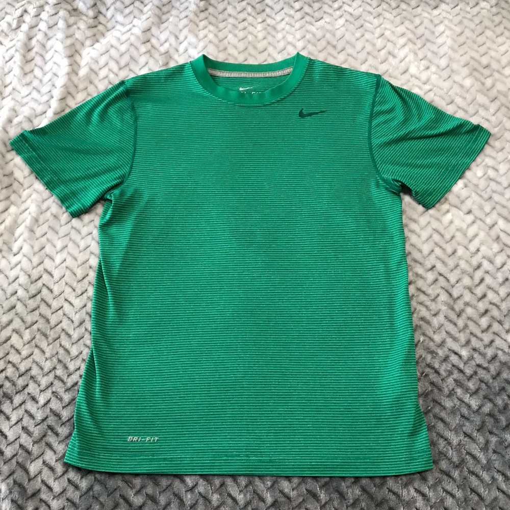 Nike Dri-Fit Athletic shirt, Men’s Size S, Colour Green with stripes.
